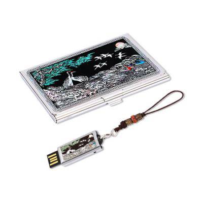 VIP/주주총회 채색송학 자개 명함케이스+자개USB 나전칠기 기업선물 단체선물