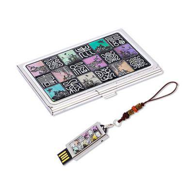 VIP/주주총회 신문자도 자개 명함케이스+자개USB 2종세트 한국전통 외국인 VIP 선물