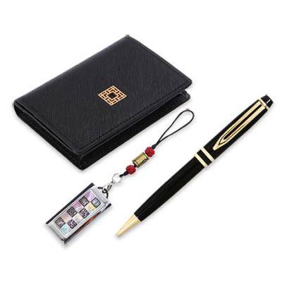 보험/금융기관 워터펜 블랙 완자문 소가죽 명함지갑 신문자도 자개 USB 3종 세트 VIP선물