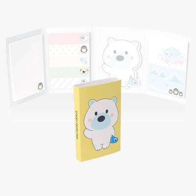 메모/포스트잇 제작 곰돌이 4단 접이 점착메모지